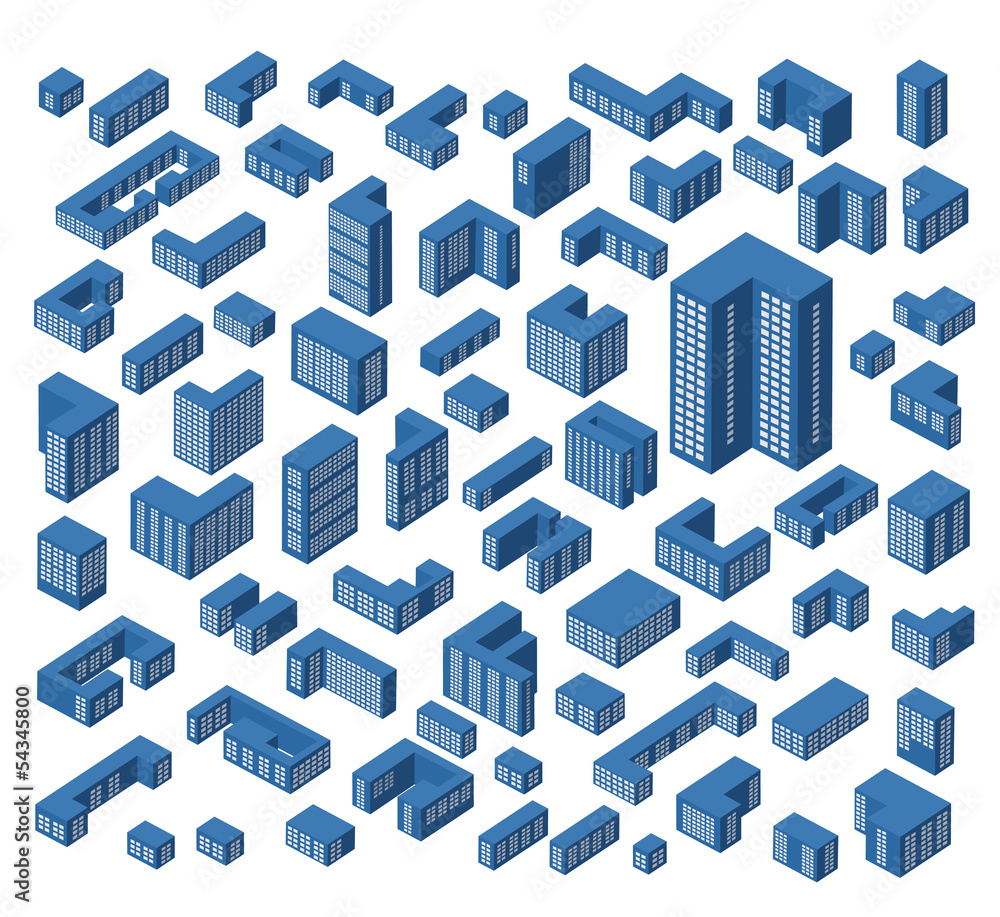 A large set of vector isometric buildings A large set of vector isometric buildings