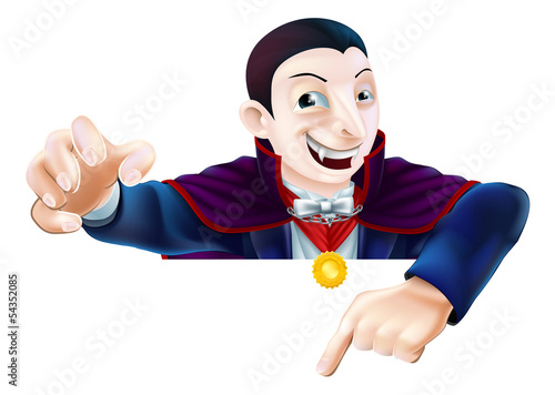 Halloween Cartoon Dracula Pointing photo