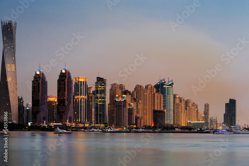 Dubai Marina skyline as seen from Palm Jumeirah, UAE