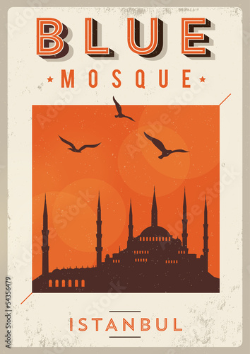 Vintage Blue Mosque Istanbul Poster