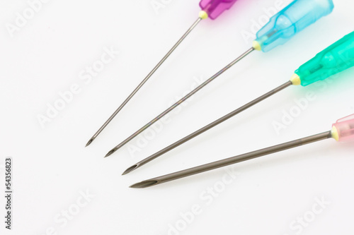 medical syringe needle isolated on white