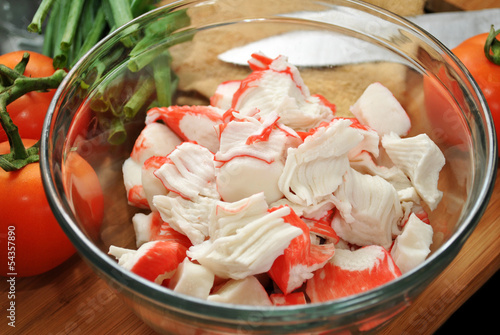 Close-Up of Imitation Crabmeat