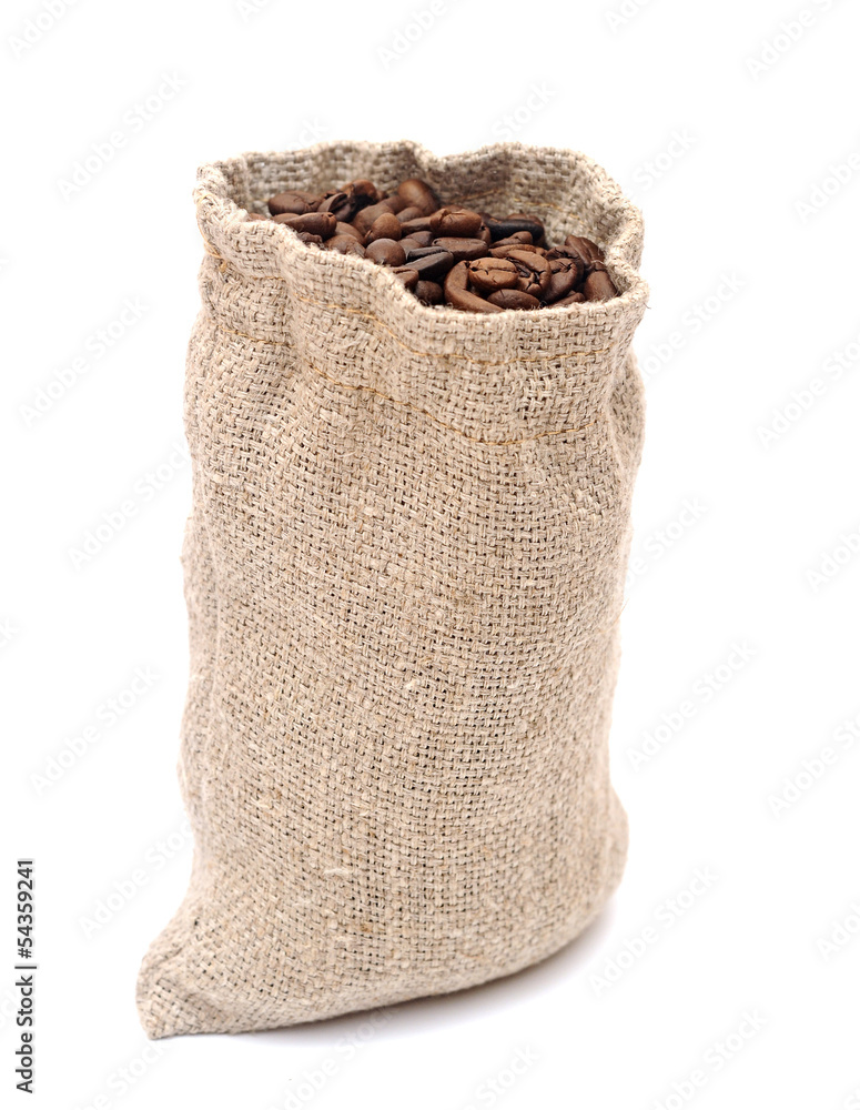 Coffee beans in burlap sack Coffee beans in burlap sack
