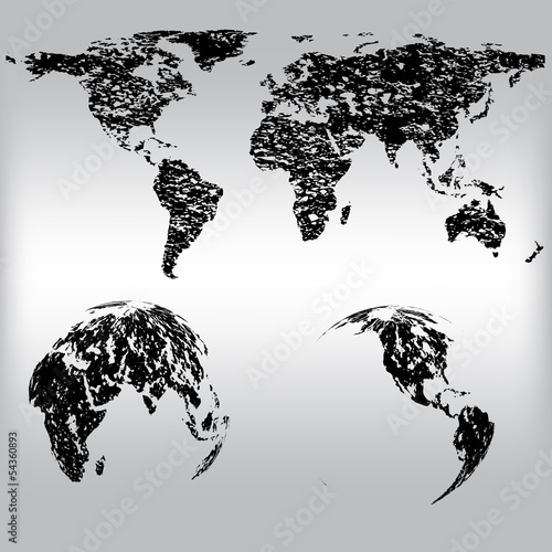 World map with globes