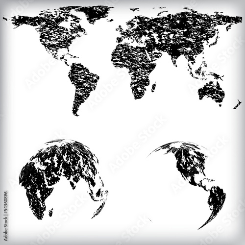 World map with globes