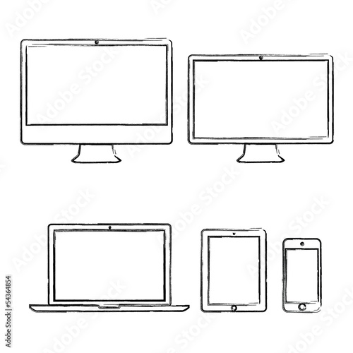 Hand-drawn electronic devices vector illustration