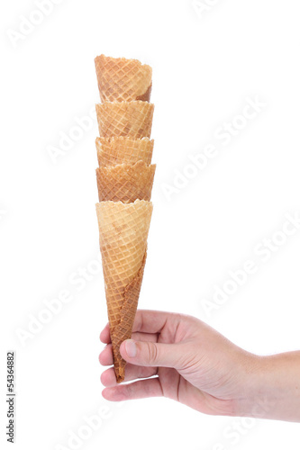 Hand hold stake of wafer cup for ice-cream.