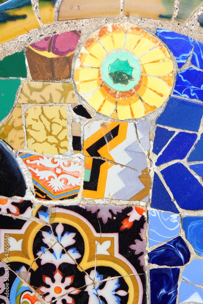 Barcelona mosaic - obrazy, fototapety, plakaty 