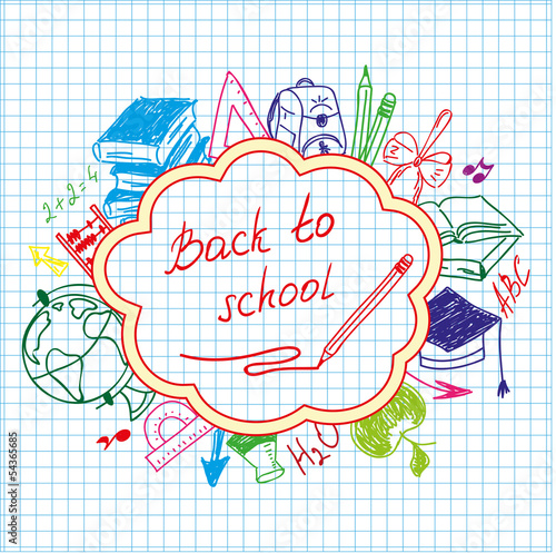 back to school drawing by hand in a notebook