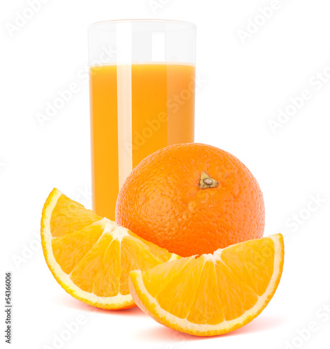 Juice glass and orange fruit