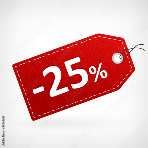 Red leather price labels twentyfive percent saleoff photo