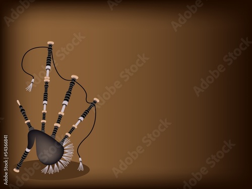 A Scottish Bagpipe on Dark Brown Background