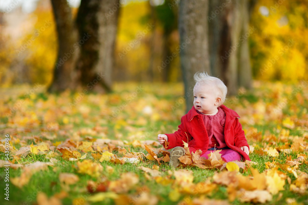 Adorable girl having fun on autumn day Adorable girl having fun on autumn day