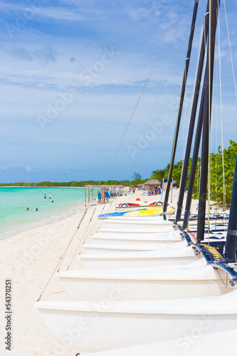 Photography Marina with sailing boats at a tropical beach in Cuba