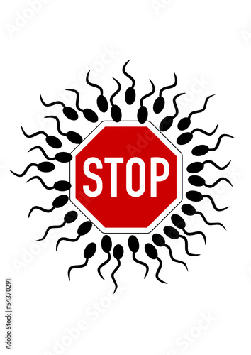 Verhütung 1  - Spermien mit Stopschild