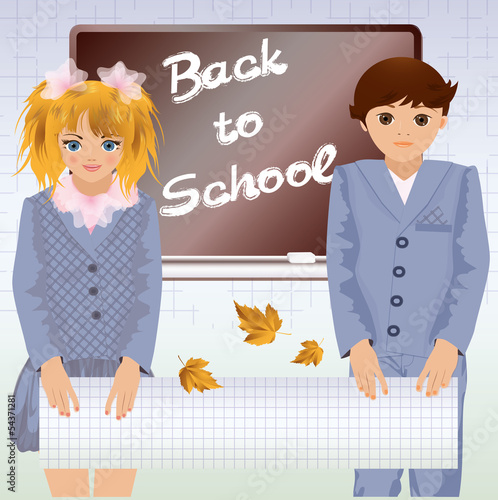 Back to school, little school children, vector