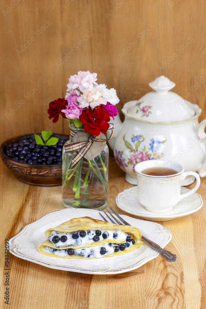 Pancakes with blueberries Pancakes with blueberries