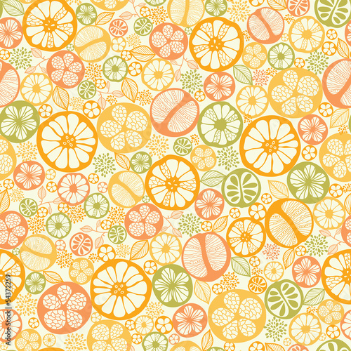 Vector citrus slices seamless pattern background with hand drawn