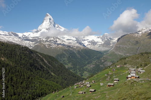 Village of Findeln beneath the Matterhorn in the Swiss Alps