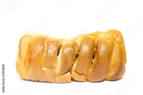 Loaf of bread on white background