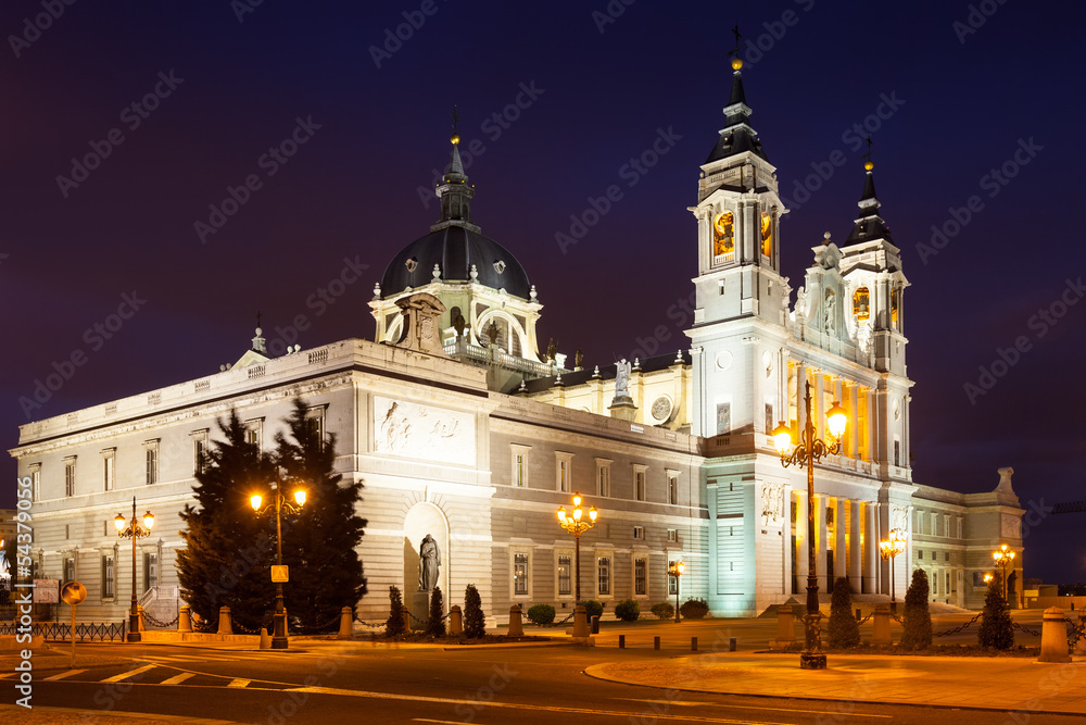Night view of Almudena Cathedral