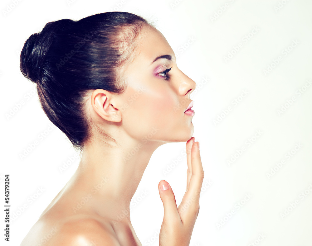 Beauty Portrait. Beautiful Spa Woman Touching her Face Beauty Portrait. Beautiful Spa Woman Touching her Face