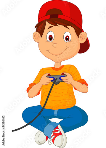 Child plays games on the joystick