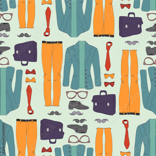 Seamless pattern with hipster clothing