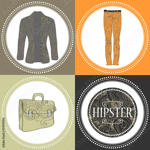 Hipster clothes decorative set