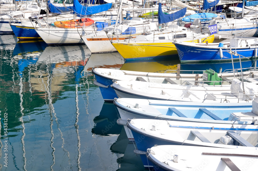 Fishing boats in the old harbor of Donostia (Spain)