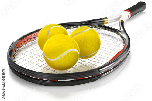 Tennis Racket with Tennis Balls