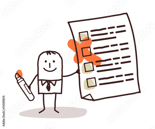 man & checking list