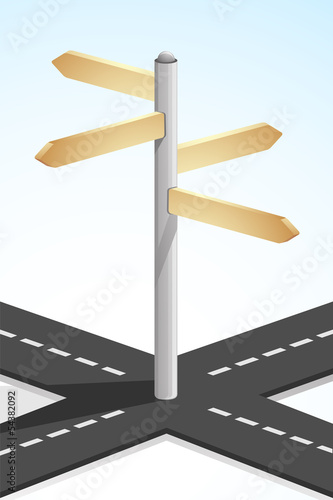Vector illustration of direction sign on crossroad