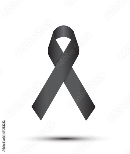 Black ribbon on white