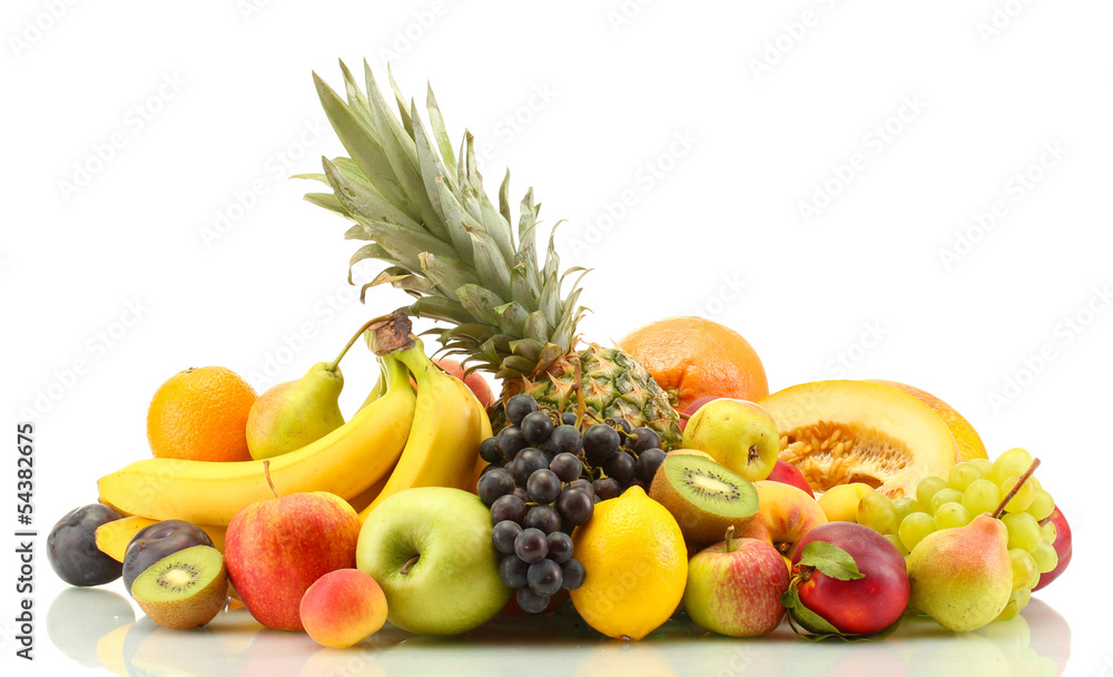 Assortment of exotic fruits isolated on white Assortment of exotic fruits isolated on white