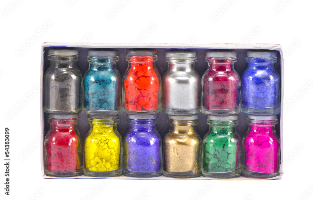 colorful indian paints bottle box isolated on white colorful indian paints bottle box isolated on white