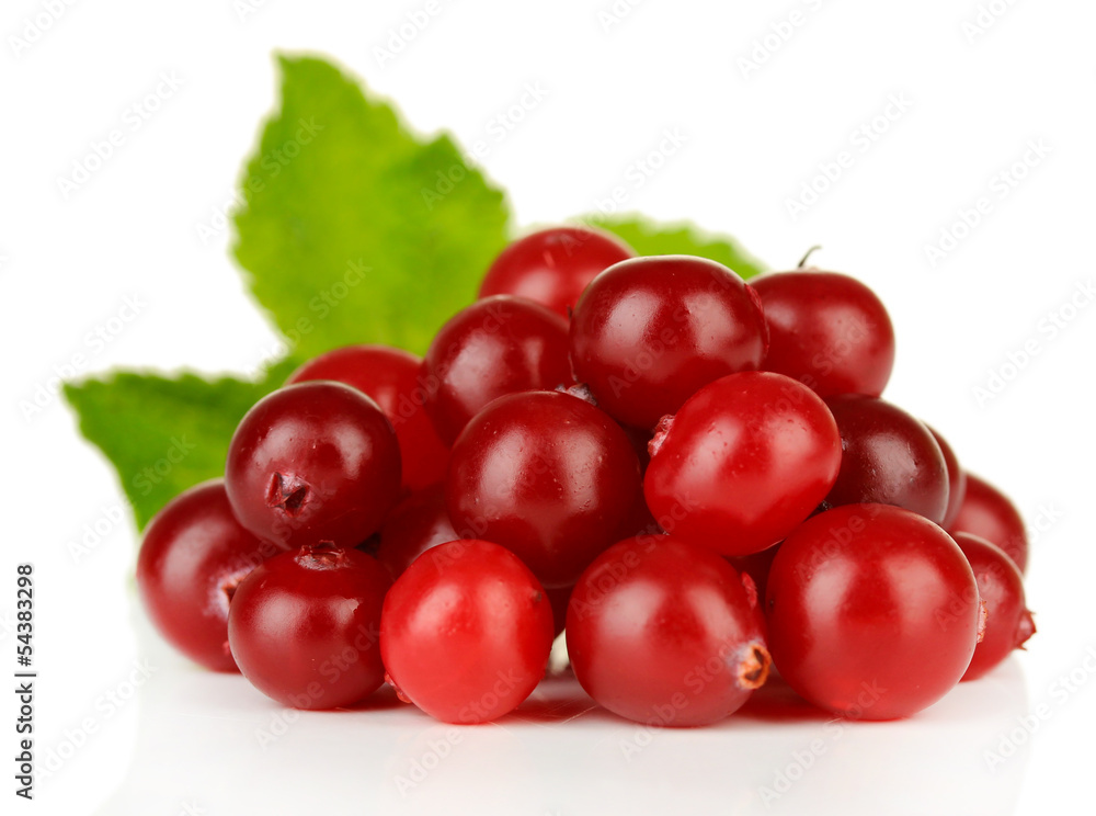 Ripe red cranberries, isolated on white. Ripe red cranberries, isolated on white.