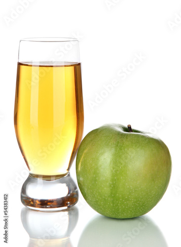 Glass of fresh apple juice isolated on white