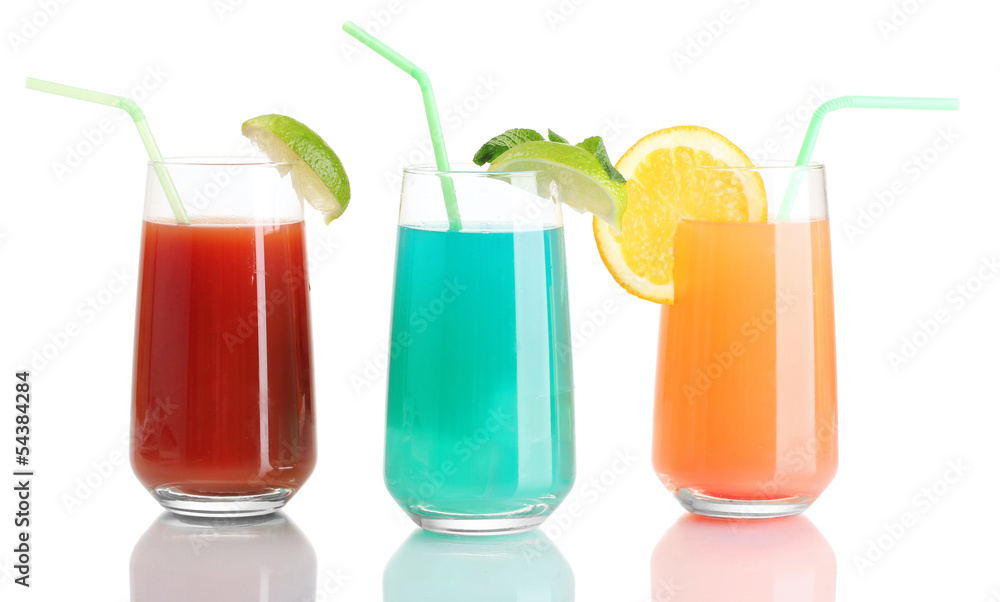 Three cocktails isolated on white Three cocktails isolated on white