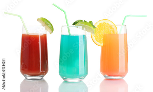 Three cocktails isolated on white