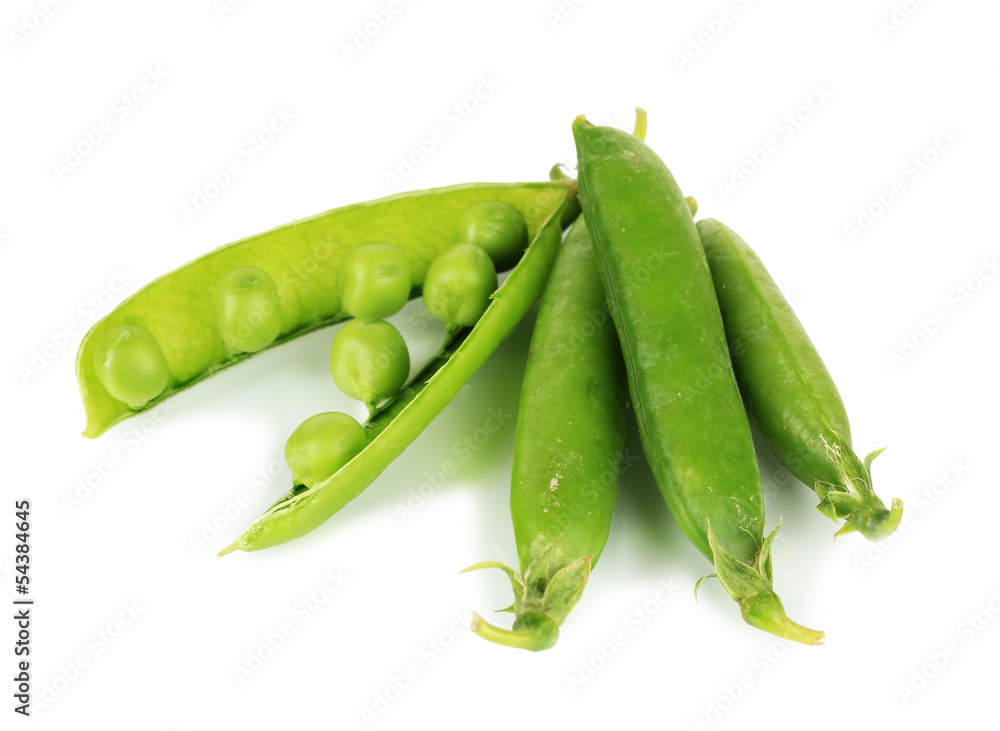 Sweet green peas isolated on white Sweet green peas isolated on white