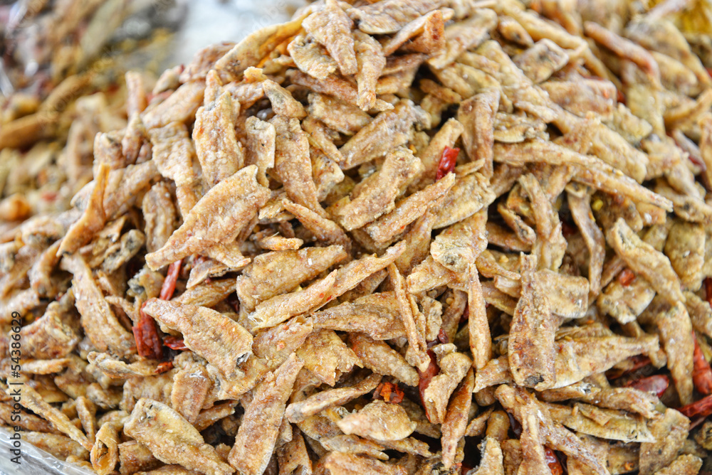 Small dried fish in the market