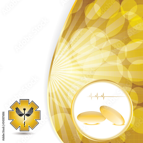 Abstract golden omega 3 medical background