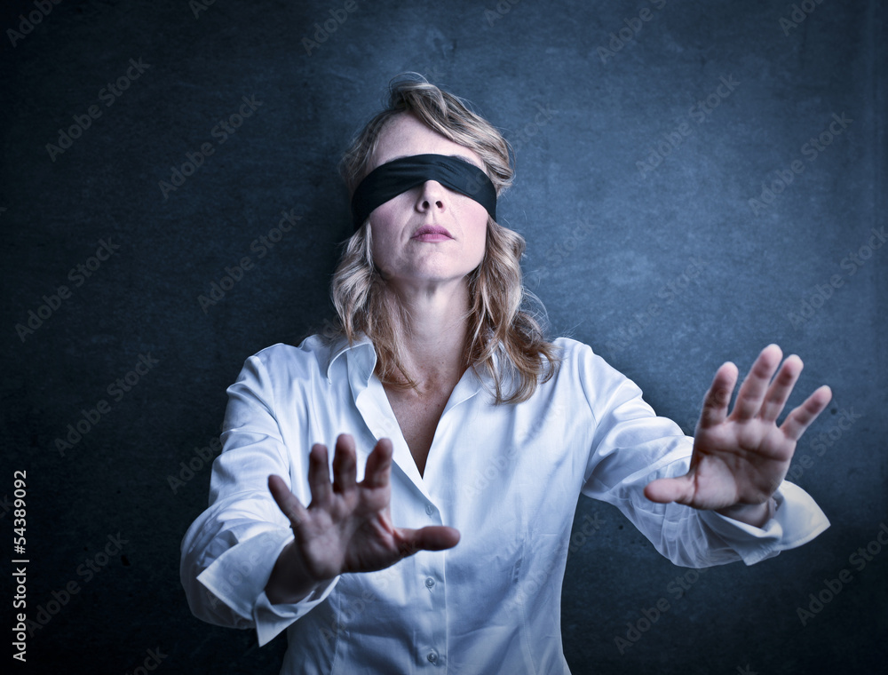 Woman blindfolded, Stock Photo, Picture And Rights Managed Image. Pic.  TIP-125JBE01273