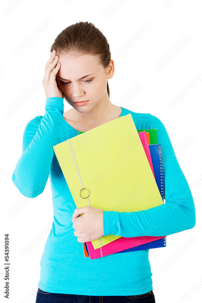Young beautiful student woman with depression Young beautiful student woman with depression