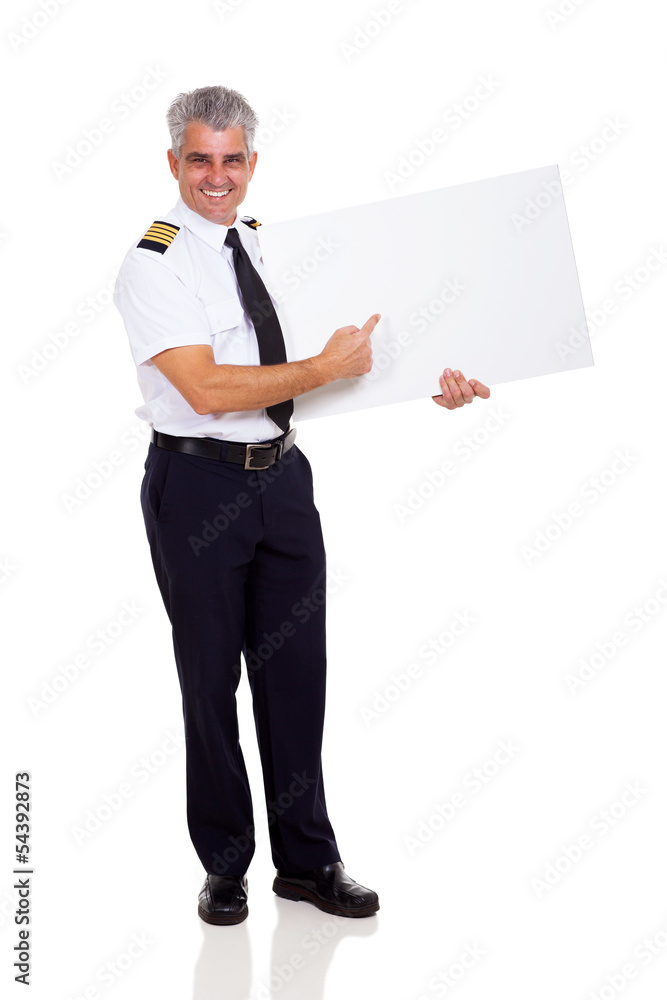 senior airline captain pointing empty board senior airline captain pointing empty board