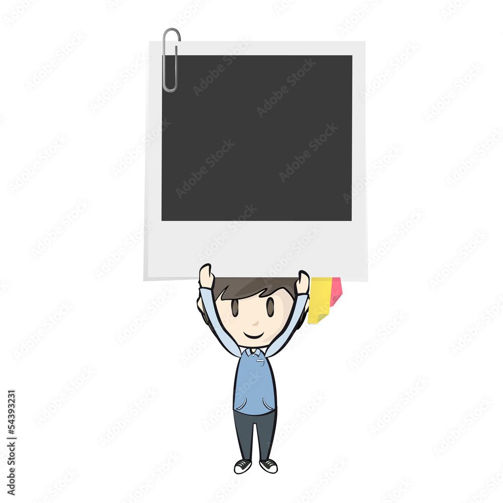 Boy holding a photo. Isolated vector background design. Boy holding a photo. Isolated vector background design.