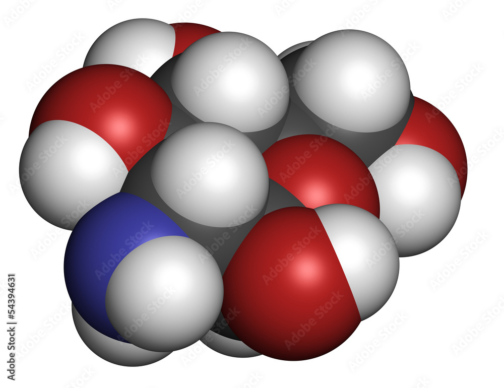 Glucosamine food supplement molecule. Glucosamine food supplement molecule.