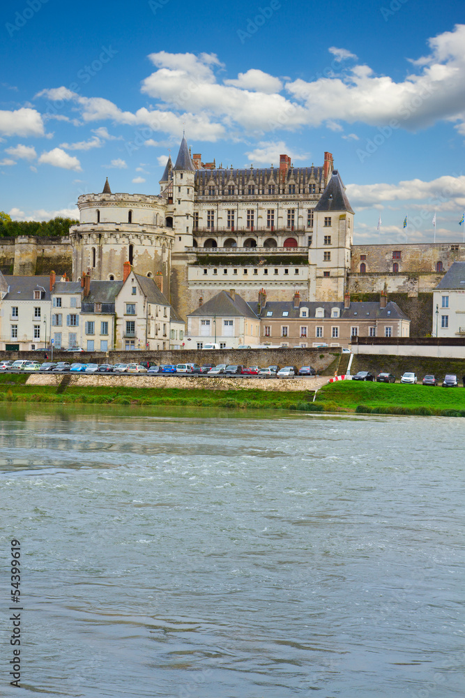 Amboise castle over river, France
