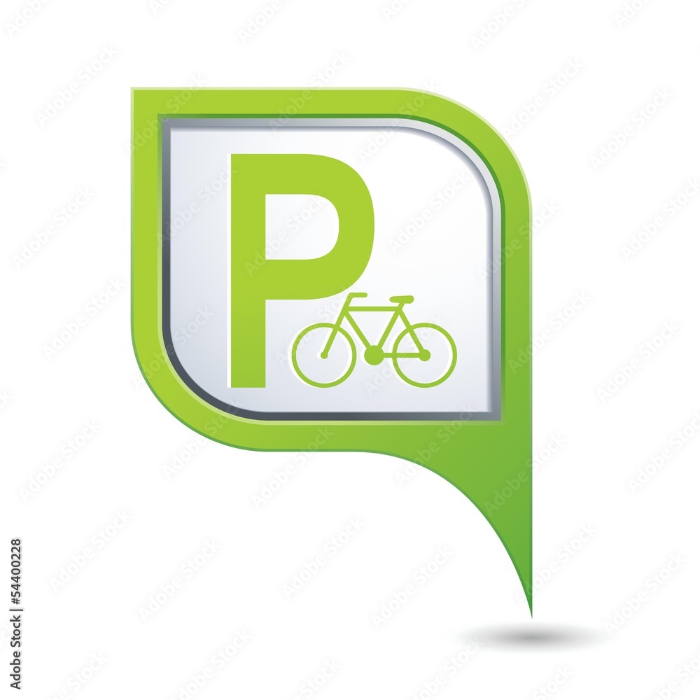 Parking for bicycle icon on map pointer, vector illustration Parking for bicycle icon on map pointer, vector illustration